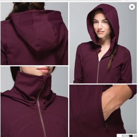 RARE Lululemon Stride Jacket II - SHINE DOT Size 8 Bordeaux Drama Burgundy - Picture 3 of 9